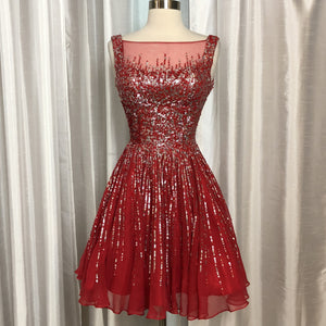 SHERRI HILL 8519 Red Sequin Embellished Short Dress Size 0