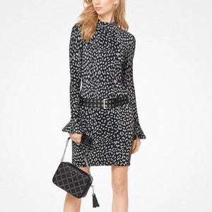 MICHAEL KORS Leopard Jacquard Knit Dress Size M