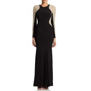 Amazon.com: Xscape Women's Long Beaded Sequin Illusion Neckline Jersey Dress  (Reg and Petite), Navy : Clothing, Shoes & Jewelry