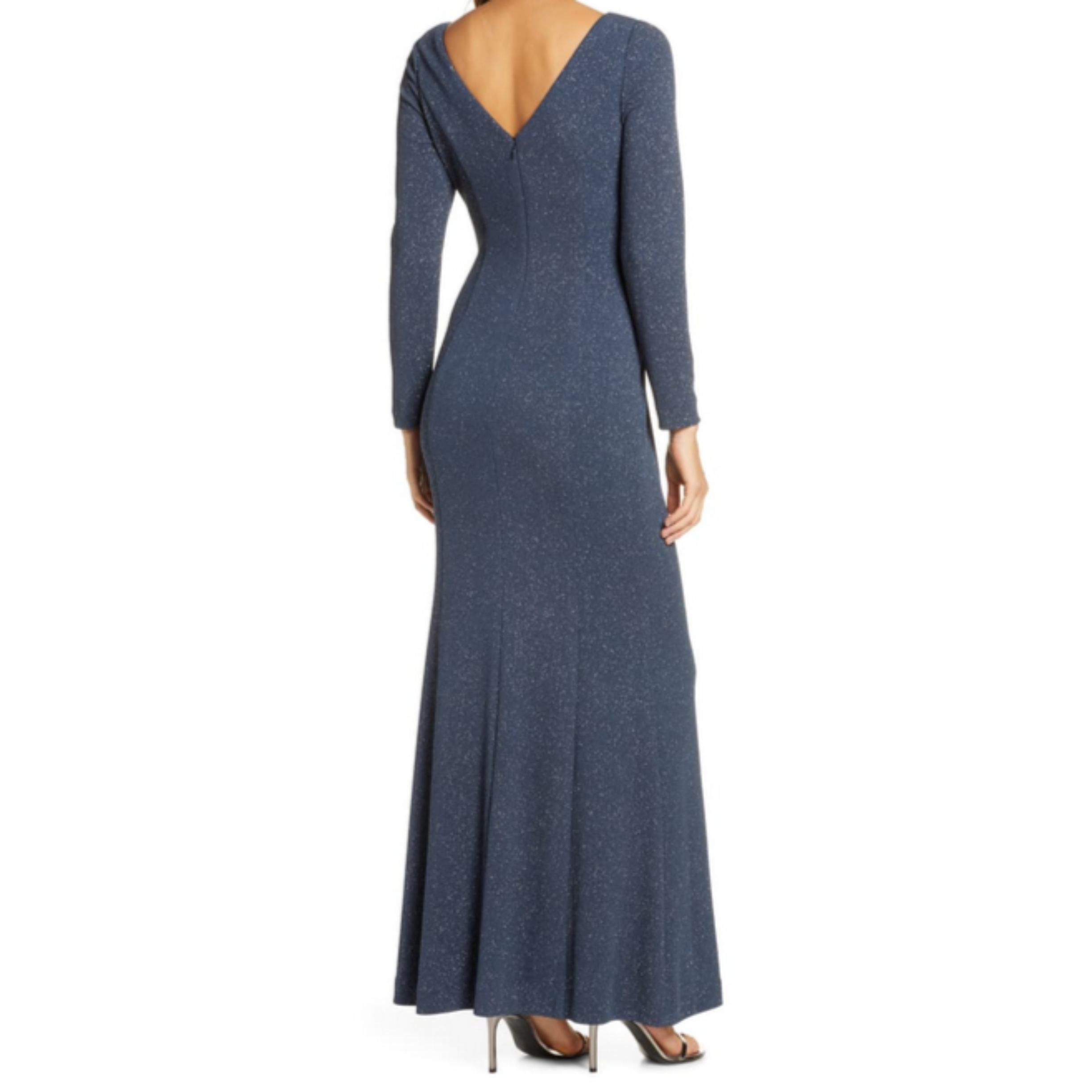 VINCE CAMUTO Long Steel Blue Glitter Long Sleeve Gown Style Exchange Boutique PGH VINCE CAMUTO Long Steel Blue Glitter Long Sleeve Gown Style Exchange Boutique PGH