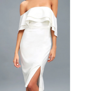 BARDOT White Off-Shoulder Slit Cocktail Dress Size 8