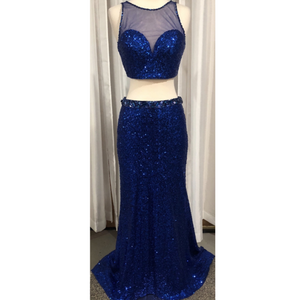 MADISON JAMES Royal Blue Sequined Two-Piece Long Dress Size 4