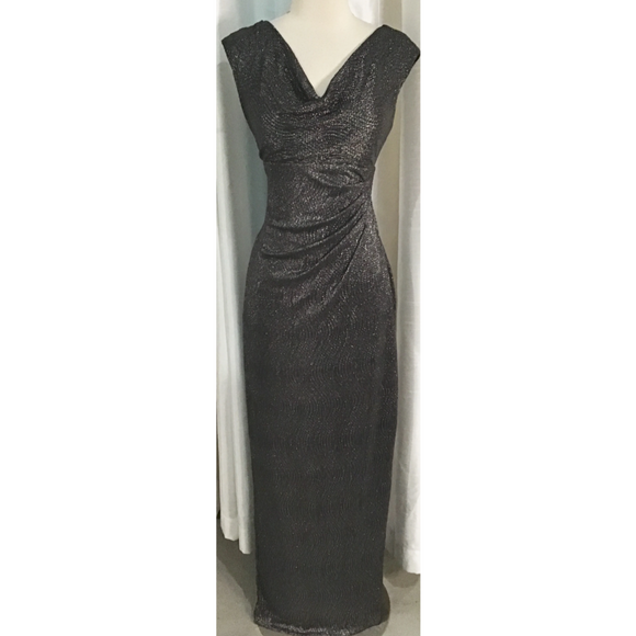 RALPH LAUREN Gunmetal Cap Sleeve Long Dress Size 6