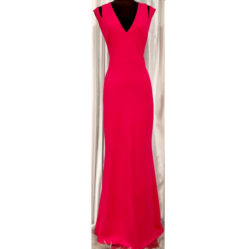 CALVIN KLEIN Pink V-Neck Maxi Dress Size 12 NWT