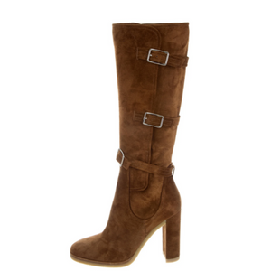 GIANVITO ROSSI Caramel Suede Stormer Knee-High Boots Size 9.5 (39.5 IT) NWB