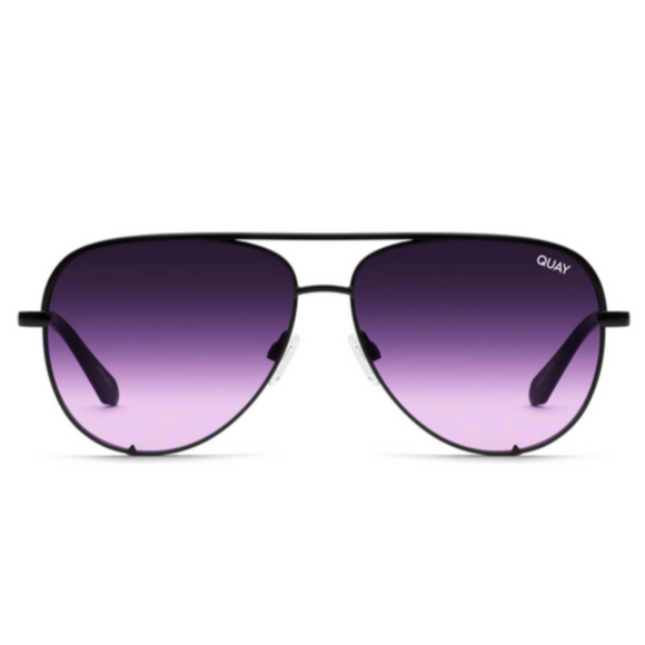 QUAY Australia x Paris Black/Black Purple Fade High Key Mini Aviator Sunglasses New