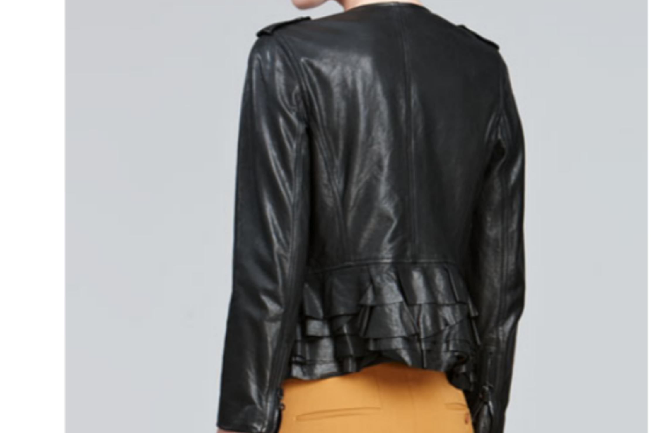 3.1 PHILLIP LIM Black Ruffle Trim Leather Jacket Size 4 NWOT 3.1 PHILLIP LIM Black Ruffle Trim Leather Jacket Size 4 NWOT
