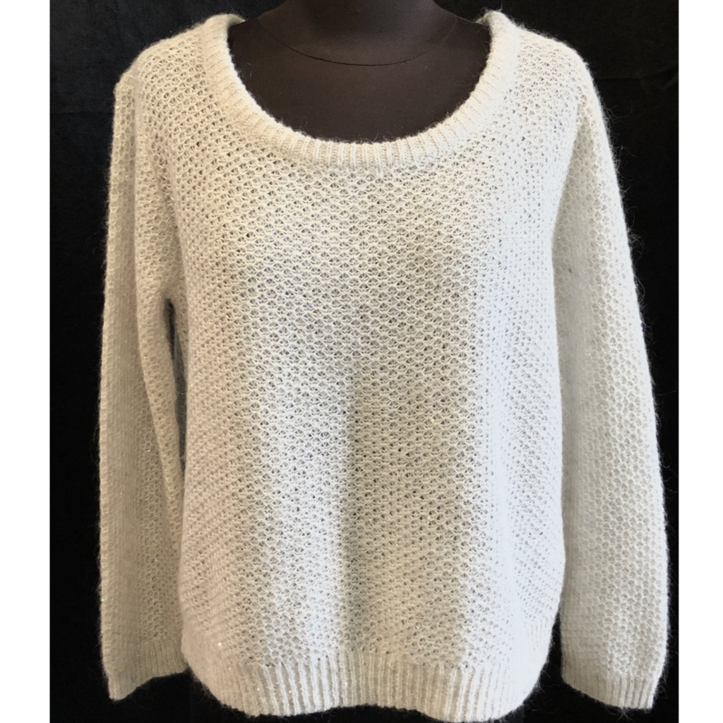 ALICE + OLIVIA Ivory Beige Long Sleeve Knit Sweater Size M NWT