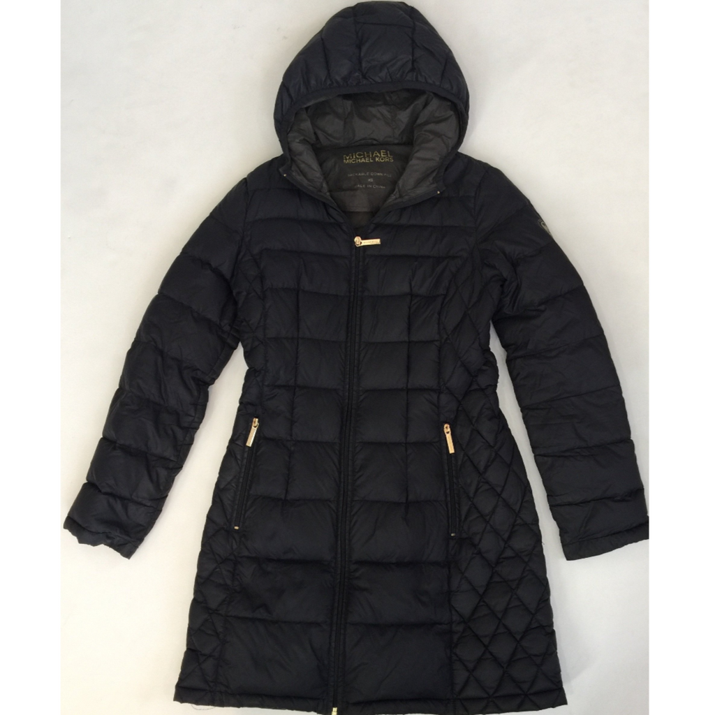 MICHAEL KORS Black 3/4 Length Zip Front Packable Down Fill Jacket – Style Exchange Boutique PGH