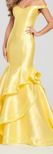ELLIE WILDE Yellow Long Mermaid Gown Size 8