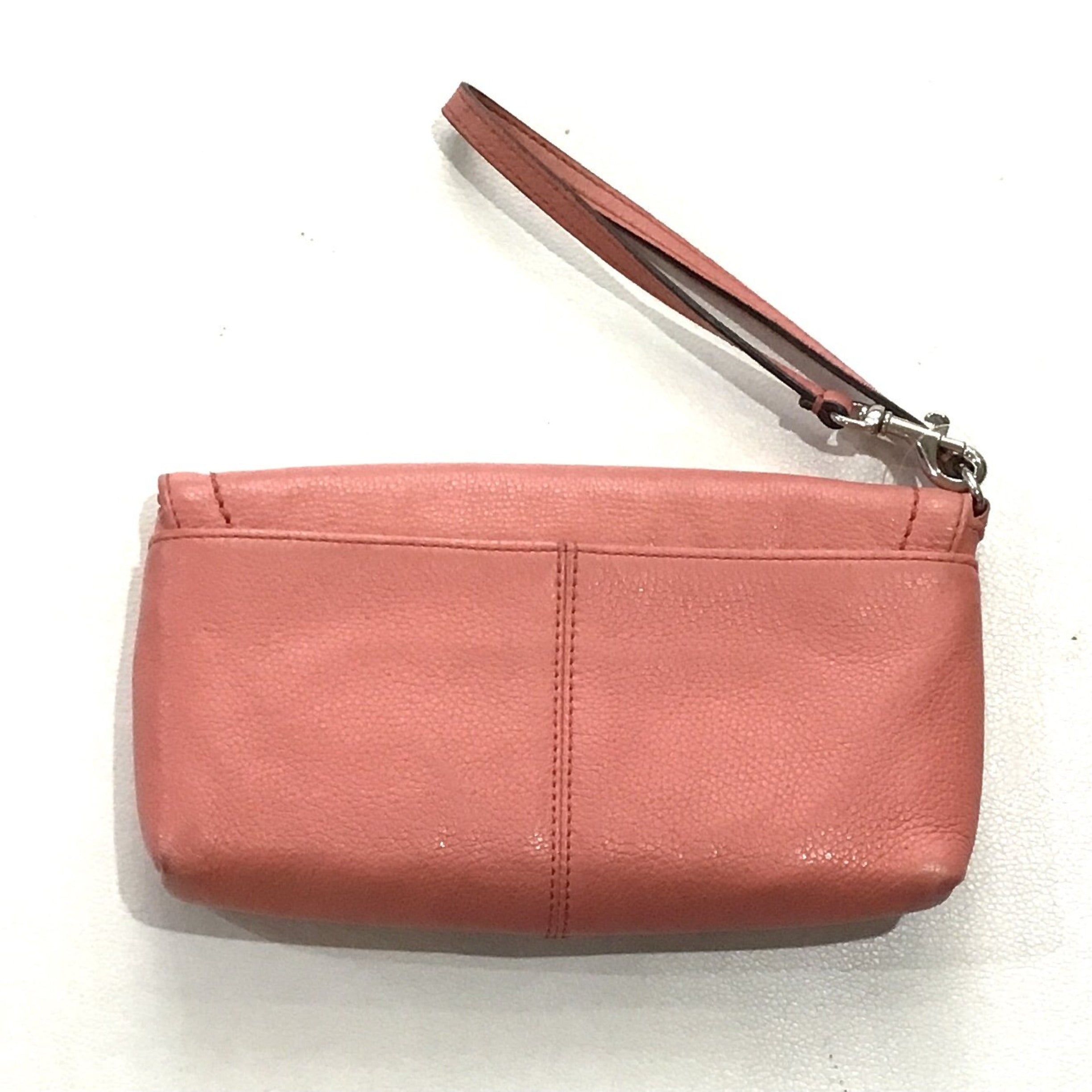 COACH Peach Campbell Soft Leather Large Clutch Wristlet Wallet