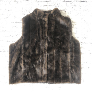 DONNA SALYERS FABULOUS FURS Brown Faux Sable Fur Vest Size 3X