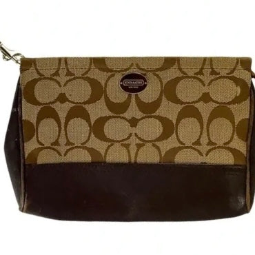 Coach Wristlet in Signature Jacquard and Leather Original Tags MINT - Ruby  Lane