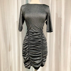 BCBG Short Dark Silver Form Fitting Gown Size M NWT