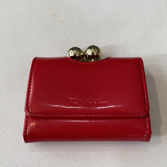 TED BAKER Red Patent Leather Small Wallet