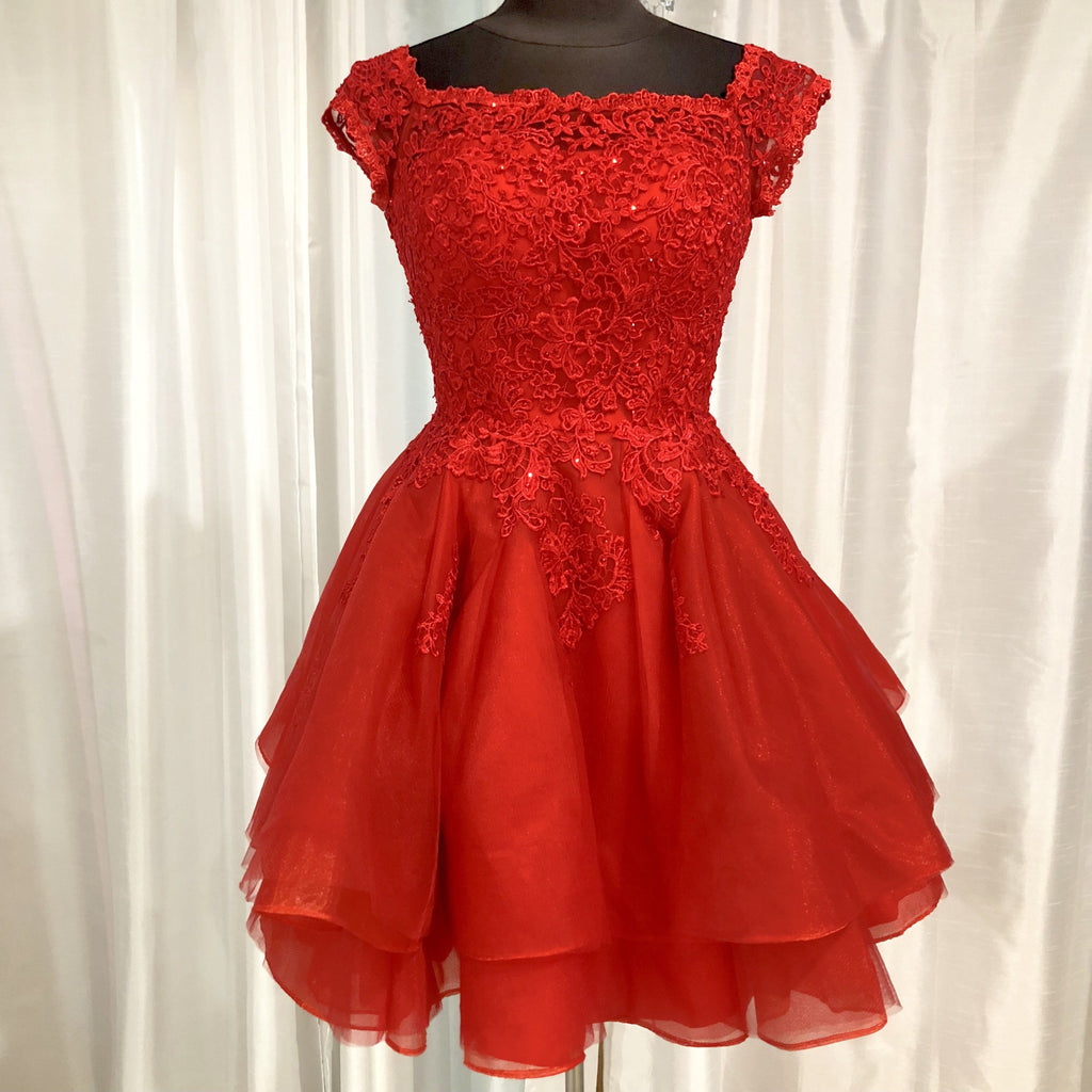 ELLIE WILDE Red Off-The-Shoulder A-line Short Dress Size 0