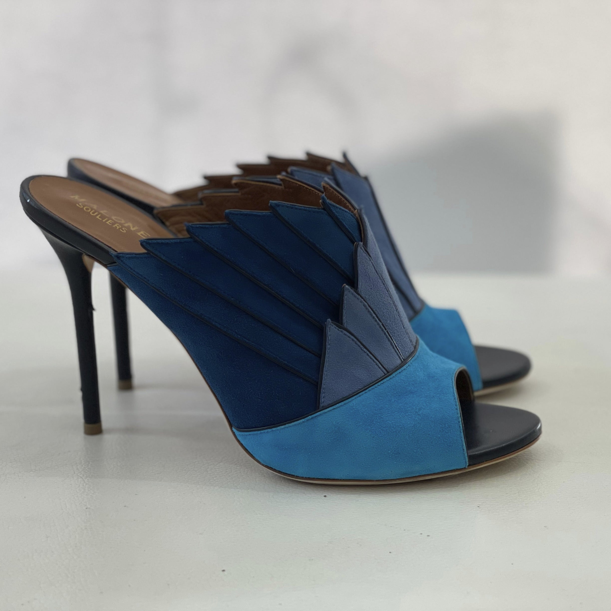 Malone Souliers Maureen pumps Velvet Blue 40 order WORN ONCE