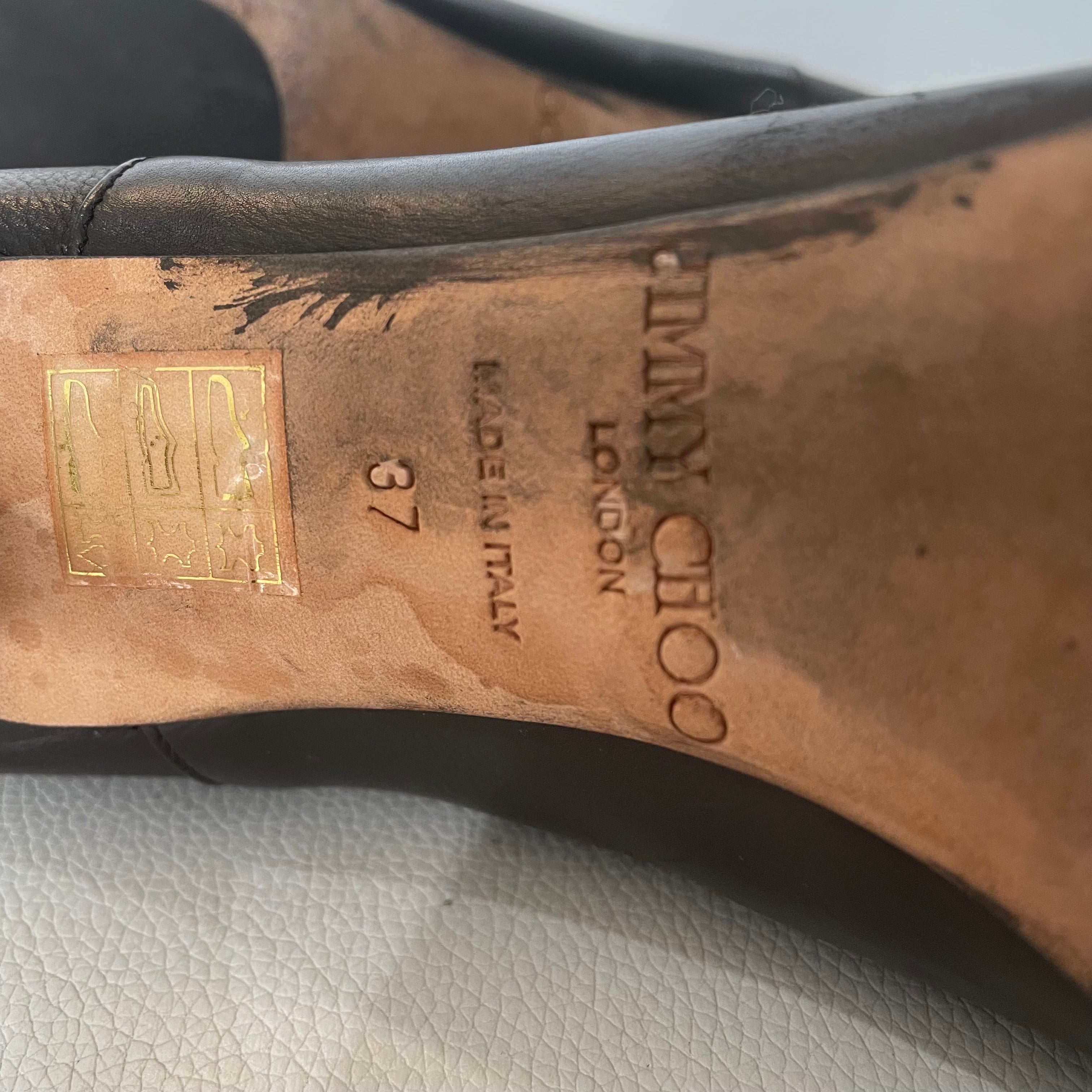 JIMMY CHOO Black Leather Knee High Boots Size 37 – Style