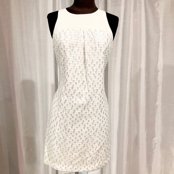 WHITE HOUSE BLACK MARKET Short Off-White & Silver Dress Size 4