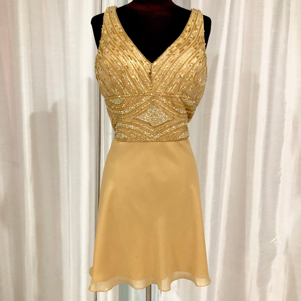 BOUTIQUE Short Gold A-Line Gown Size 16