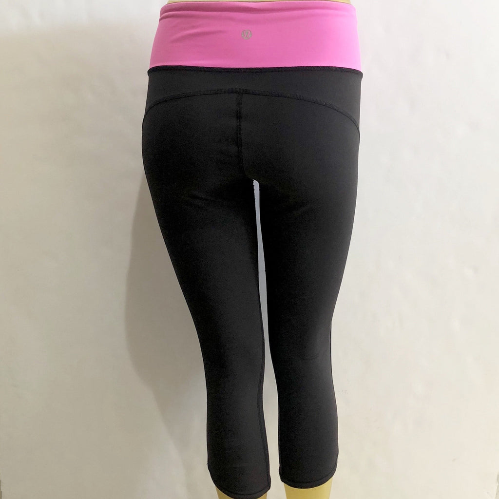 Lululemon Black Wunder Under Leggings LULULEMON Black Pink Wunder