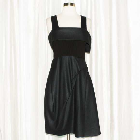CHLOE Black Silk & Wool Mid-Length Dress Size 7