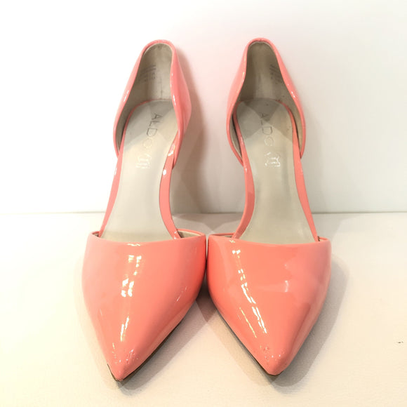 ALDO Light Coral Patent Leather Pointed-Toe Pumps Size 8