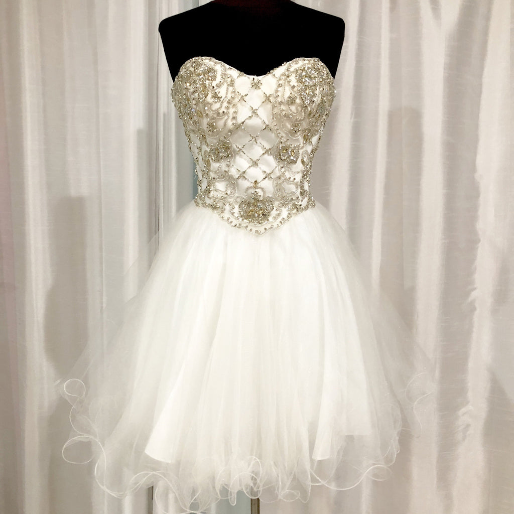 terani couture short dresses 251P4043 A-line Strapless Ivory SHORT PROM Dress