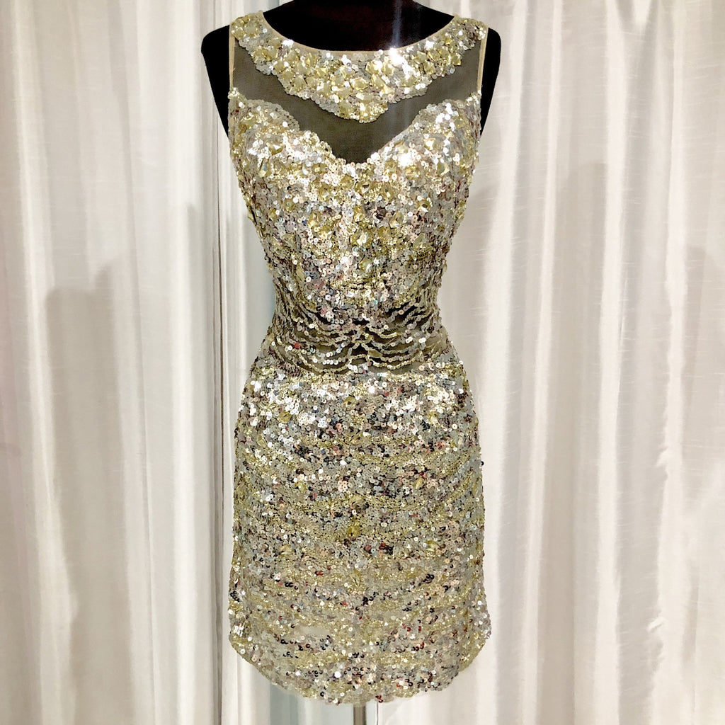 MAC DUGGAL Short Silver & Gold Sequin Gown – Style Exchange Boutique PGH MAC DUGGAL Short Silver & Gold Sequin Gown – Style Exchange Boutique PGH