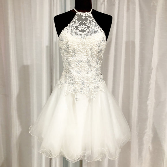 FAVIANA White Lace Short Halter Dress Size 4