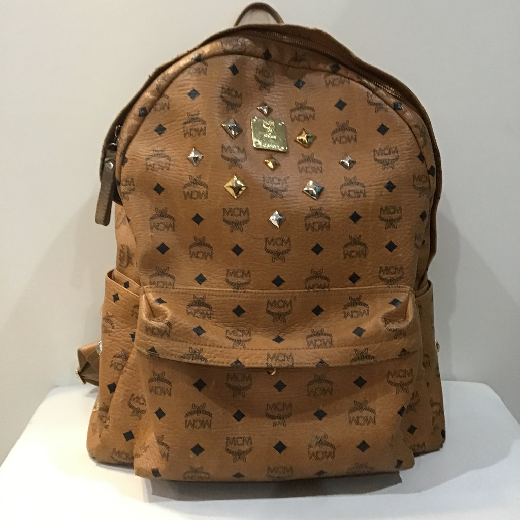 MCM Cognac Brown Visetos Stark Leather Backpack – Style Exchange Boutique  PGH