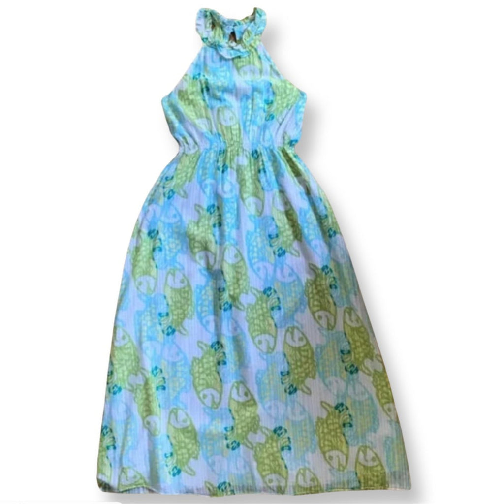 LILLY PULITZER Blue/Green/White Off the Hook Fish Maxi Children's Dres Style Exchange Boutique PGH LILLY PULITZER Blue/Green/White Off the Hook Fish Maxi Children's Dres Style Exchange Boutique PGH