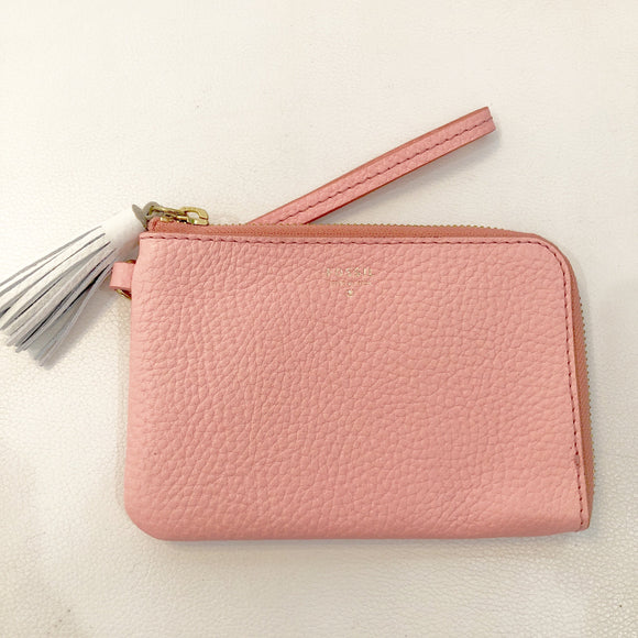 FOSSIL Pink Leather Tassle Wristlet