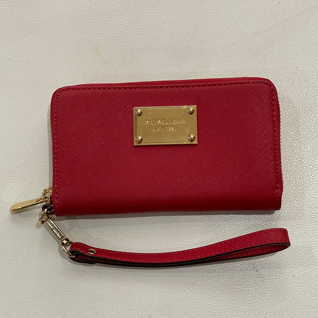 MICHAEL KORS Red Zippered Wristlet Wallet