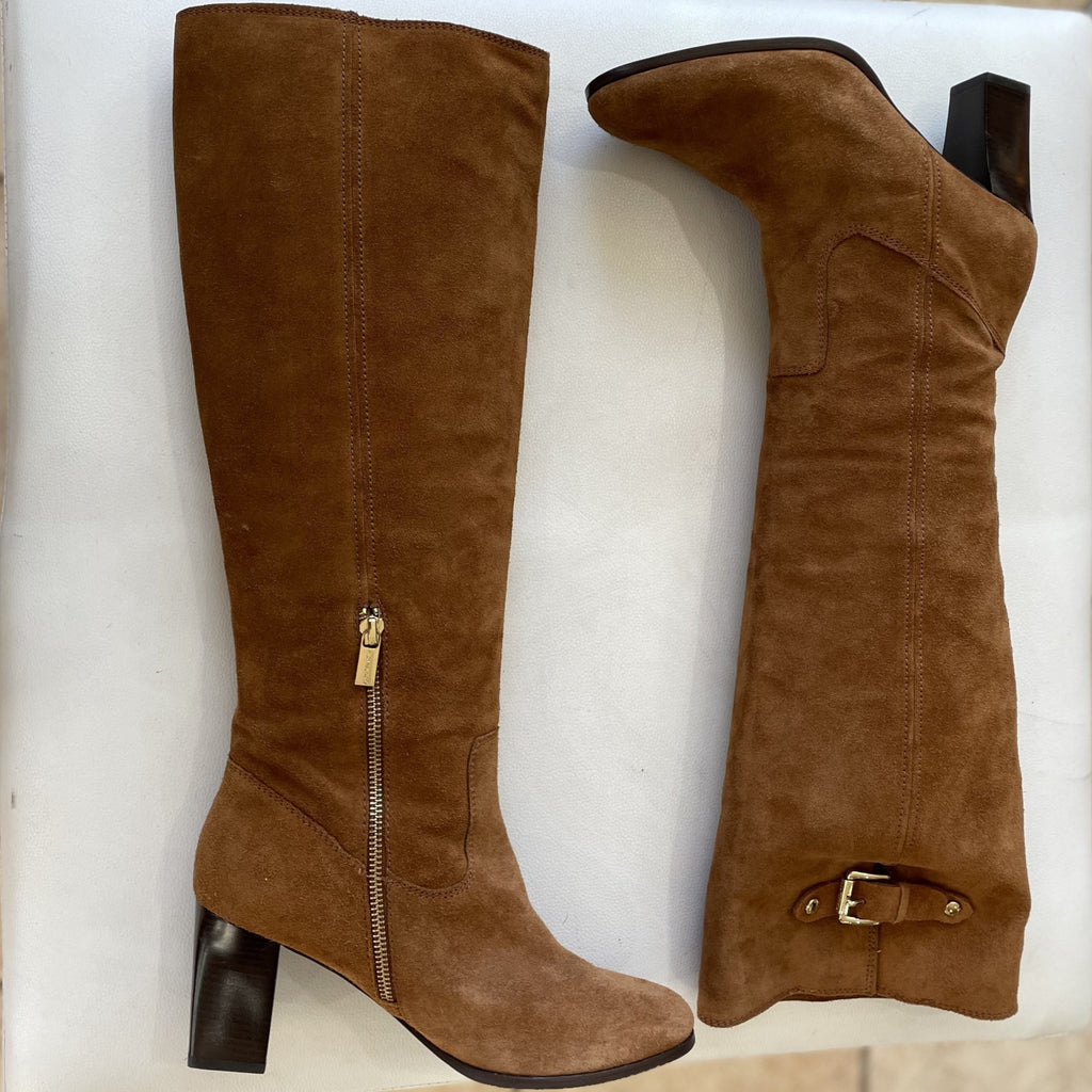 Michael kors brown suede knee high boots Clearance