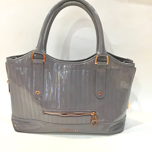 TED BAKER Gray Patent Leather Satchel