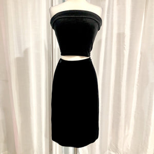 RALPH LAUREN Black Velvet Two-Piece Strapless Short Dress Size 2