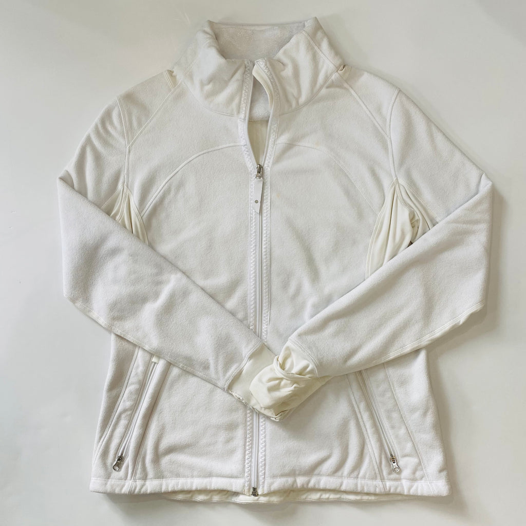 LULULEMON Ivory White Cream Fleece Zip Up Jacket Size 12