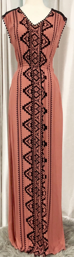COCO + JAMESON Desert Sand Tribal Print Maxi Dress Size S NWT