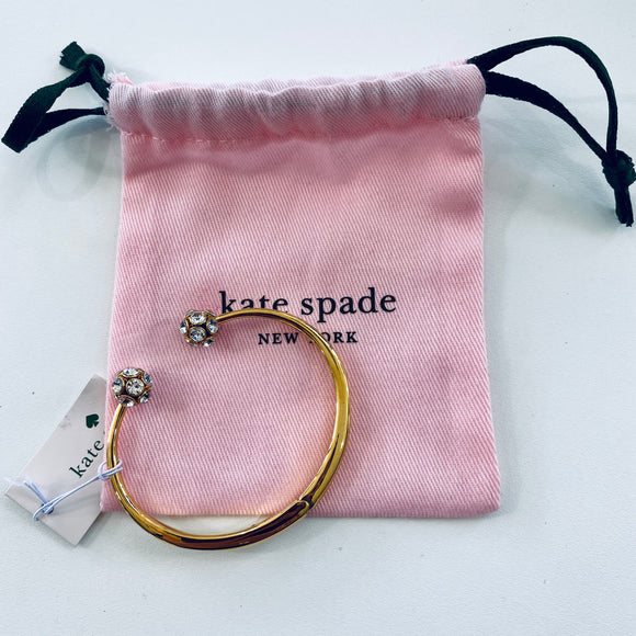 KATE SPADE Gold Tone Hinged Crystal Bracelet NWT