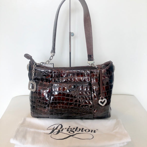 BRIGHTON Brown Patent Leather Handbag