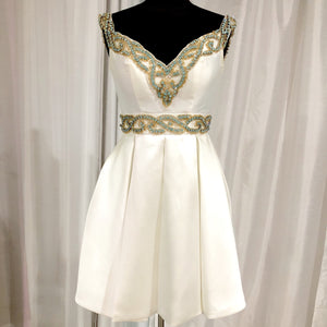 VIENNA White Satin Embellished Short Dress Size 4