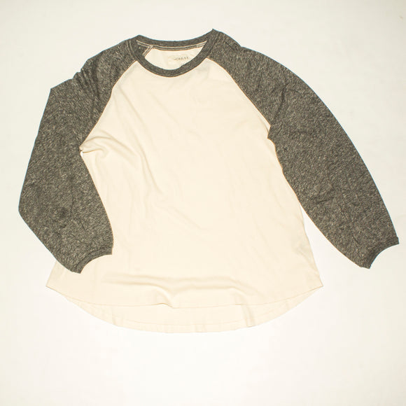 THE GREAT Grey/Cream Long Sleeve Baseball Tee Size 0 NWT