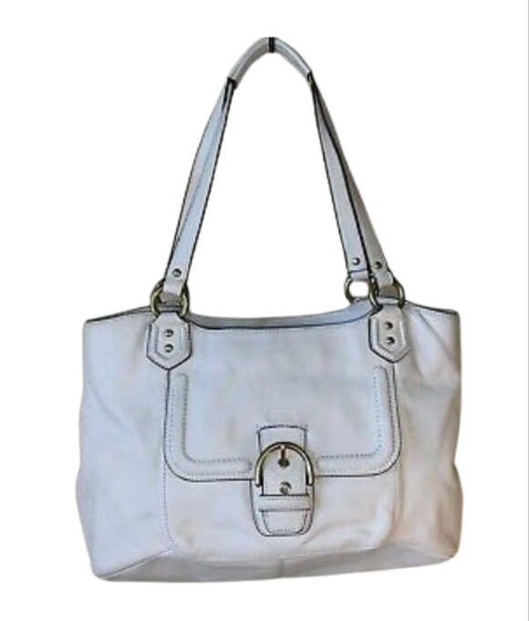 COACH Campbell Leather Large Satchel Belle Carryall Cream