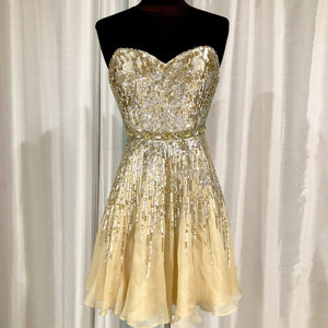 SHERRI HILL Short Gold Sequin Gown Style Exchange Boutique PGH SHERRI HILL Short Gold Sequin Gown Style Exchange Boutique PGH