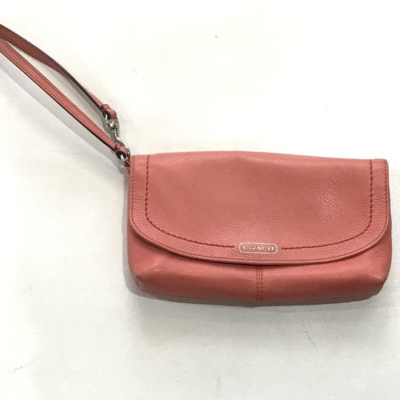 COACH Peach Campbell Soft Leather Large Clutch Wristlet Wallet