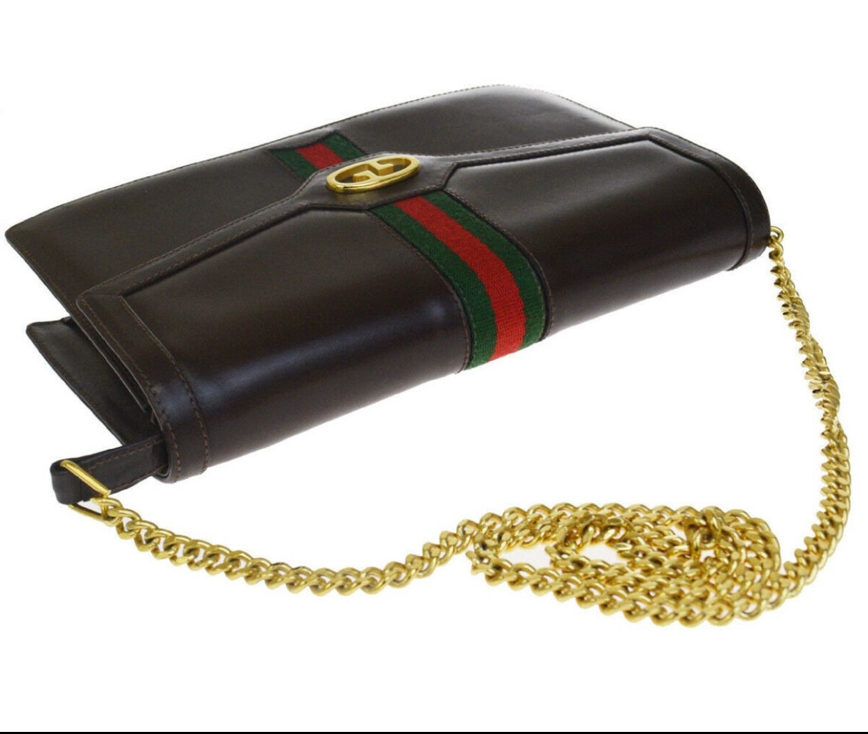 GUCCI VINTAGE GG WEB LEATHER CHAIN BAG – Style Exchange
