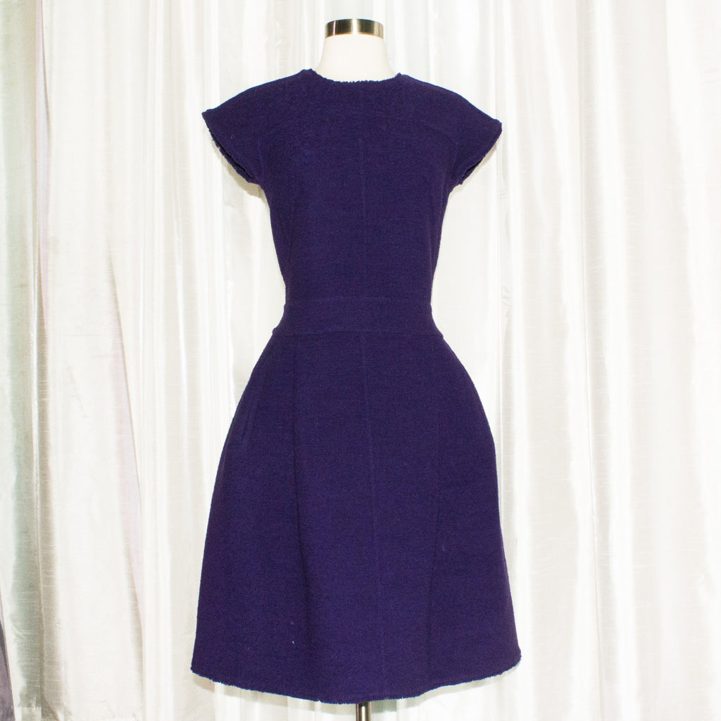 OSCAR DE LA RENTA Purple Tweed Knee Length Dress Size 6
