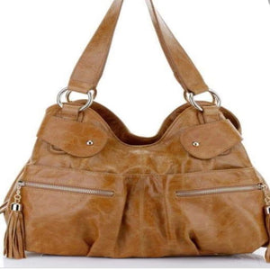VICENZO Athena Italian Leather Handbag - Tan