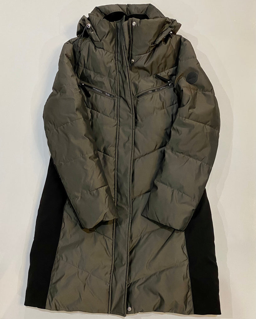 CALVIN KLEIN PERFORMANCE Gray Black Down Long Jacket Size M NWOT
